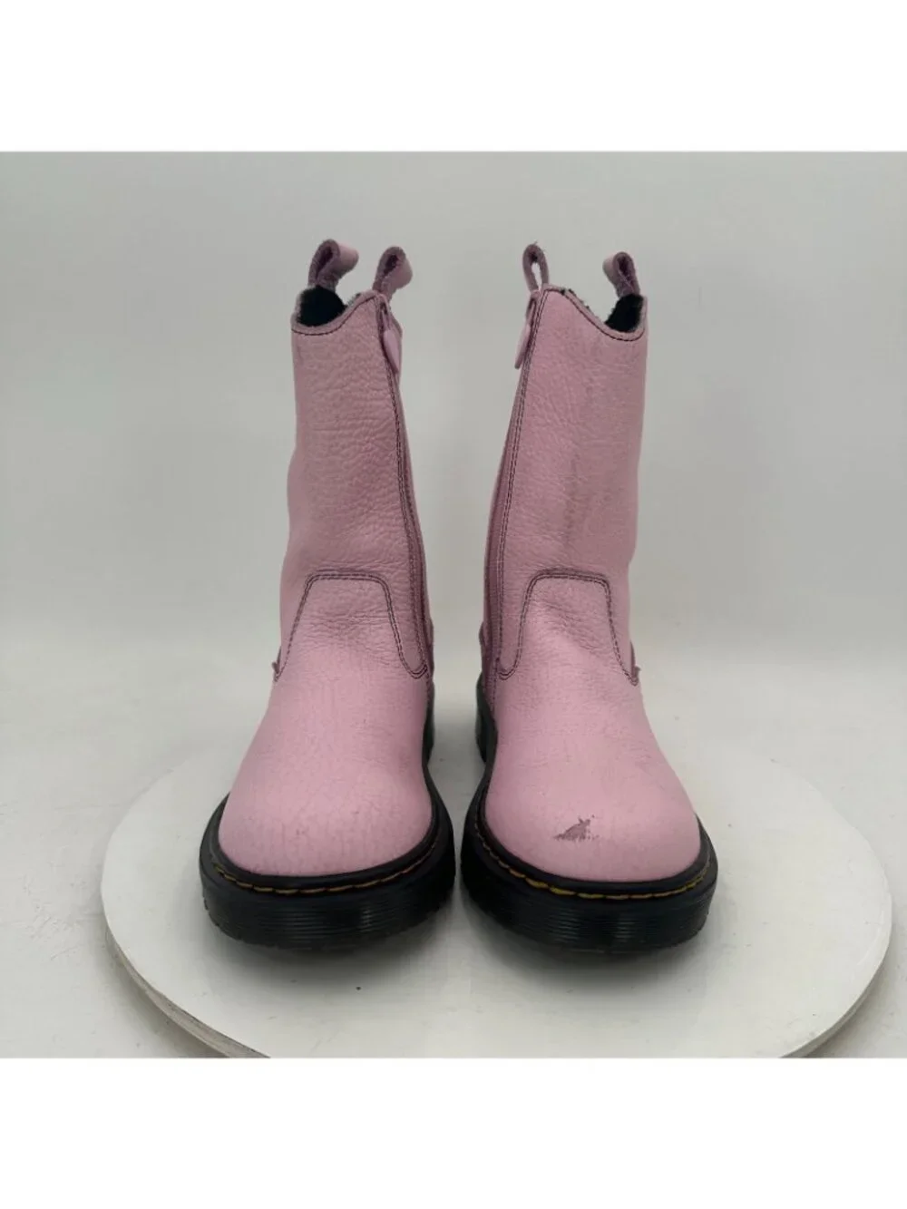 Dr Martens Bex Heart P-O Kids Girl Sz 3 Soft Pink Leather Pull On Side Zip Boot